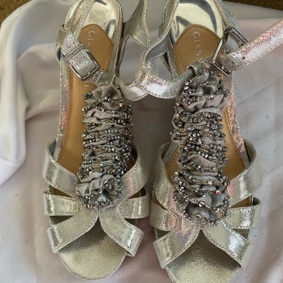 - Gianni bini wedge Platform silver cork Sandal 8.5 - Picture 3 of 16